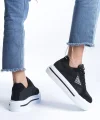 PRAG Bağcıklı Ortopedik Taban Desenli Kadın Sneaker Spor Ayakkabı  CBT - Siyah
