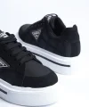 PRAG Bağcıklı Ortopedik Taban Desenli Kadın Sneaker Spor Ayakkabı  CBT - Siyah