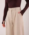 Premium odel Oturtmalı Krem Pantolon