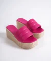 REINA Dolgu Topuklu Ortopedik Taban Hasır Görünümlü Kadın Terlik CKT - Fuşya