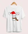 Ren Geyiği Baskılı Noel İçin T-shirt - Beyaz