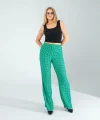 Retro Desen Cepli Yeşil Pantolon