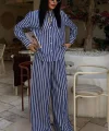 Salaş Çizgili Pantolon Gömlek Takım 10053