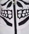 Samuray Kapşonlu ZIP Fermuarlı Çift Kapşonlu Nakışlı SweatShirt- Beyaz