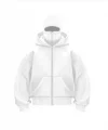 Samuray Ninja Çift Kapşonlu ZIP Fermuarlı Kanguru Çepli Tam Fermuarlı Hoodie Swetshirt - Beyaz