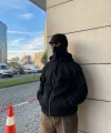 Samuray Ninja Çift Kapşonlu ZIP Fermuarlı Kanguru Çepli Tam Fermuarlı Hoodie Swetshirt - Siyah