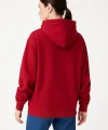 Samuray Ninja Çift Kapüşonlu Kadın Hoodie Oversize Kanguru Cepli, Bahar & Kışlık Fermuarlı Sweatshirt- Kırmızı