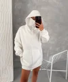 Samuray ZIP Fermuarlı Kapüşonlu SweatShirt- Beyaz