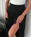 Sandy Uzun Yüksel Bel Etek - Siyah