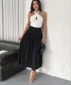 Sandy Uzun Yüksel Bel Etek - Siyah