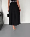 Sandy Uzun Yüksel Bel Etek - Siyah