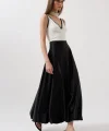 Saten Balon Detay Midi Etek