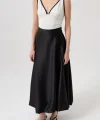 Saten Balon Detay Midi Etek