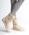 SELINA Bağcıksız Düz Taban İçi Kürklü Süet Kadın Bot  SKT - Krem