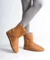 SELINA Bağcıksız Düz Taban İçi Kürklü Süet Kadın Bot  STT - Taba