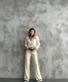 Şerit Detaylı Hırka Pantolon İkili Takım