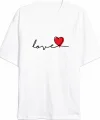 Sevgililer Günü İçin Özel Tasarım Love Baskılı T-shirt - Beyaz