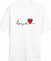 Sevgililer Günü İçin Özel Tasarım Love Baskılı T-shirt - Beyaz