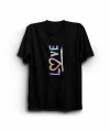 Sevgililer Günü İçin Özel Tasarım Love Baskılı T-shirt - Siyah
