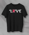 Sevgililer Günü İçin Özel Tasarım Love Baskılı T-shirt - Siyah