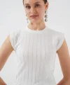 Sıfır Kol Taşlı Bluz 931 - Beyaz