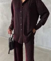 SİMLİ GÖMLEK - PANTOLON TAKIM - Bordo