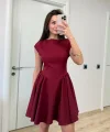 Sırt dekolteli Çan Detaylı Mini Elbise - Bordo