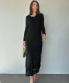 Siyah Astarlı Triko Elbise