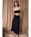 Siyah Beli Lastikli Etek