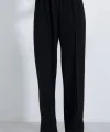 Siyah Bol Paça Çımalı Pantolon 6662