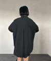 Siyah Çift Cep Kapaklı Çıtçıtlı Gömlek
