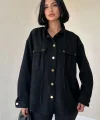 Siyah Çıtçıtlı Süet Gömlek
