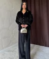 Siyah Kadife Biyeli Takım