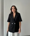 Siyah Kısa Kollu Blazer Ceket