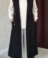 Siyah Kolsuz Kaşe Kaban