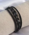 Siyah Ördü Model Deri Erkek Bileklik