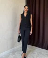 Siyah Pensli Pantolon