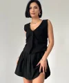 Siyah Pilikaşe Mini Etek