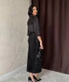 Siyah Pulpayetli Parlak Etek