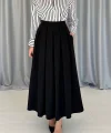 Siyah Uzun Pileli Etek
