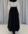 Siyah Uzun Pileli Etek