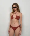 Straplez Boyun Bağlamalı Bikini Takım