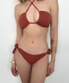 Straplez Boyun Bağlamalı Bikini Takım