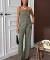 Straplez Büstiyerli Plazzo Pantolonlu Çizgili Takım 10151