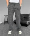 Su Yolu Çizgili Cepli Pantalon - Siyah