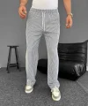 Su Yolu Çizgili Cepli Pantalon Yazlık - Gri