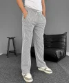 Su Yolu Çizgili Cepli Pantalon Yazlık - Gri