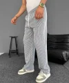 Su Yolu Çizgili Cepli Pantalon Yazlık - Gri