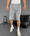 Su Yolu Çizgili Cepli Şort- Gri