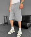 Su Yolu Çizgili Cepli Şort- Gri